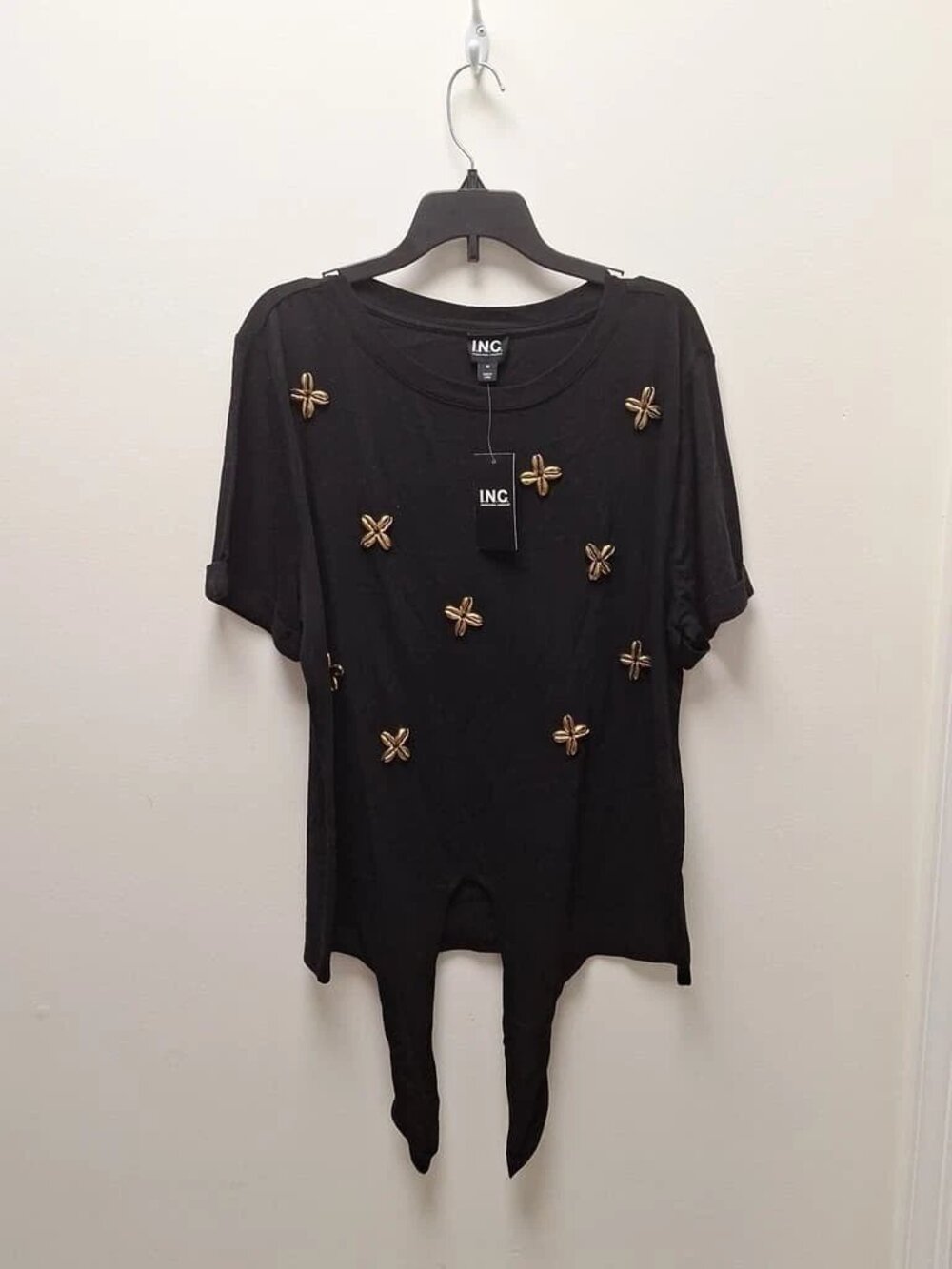 INC Women's Black T-shirt Size Medium ORG $59.50 RackD18